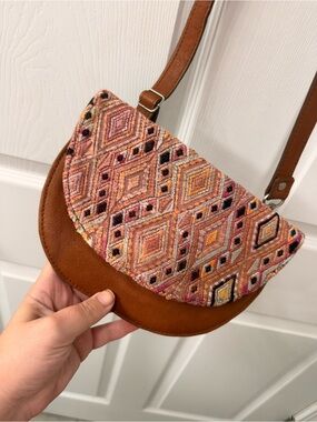 Mermaids and Dragons + Amara  Crossbody Bag in Brown and Pink
